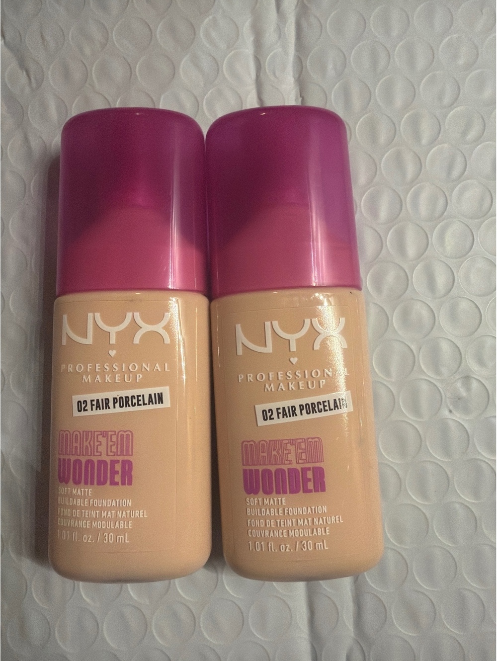(2-pack) NYX PROFESSIONAL Makeup make em wonder” FOUNDATION 30ml each $30 value